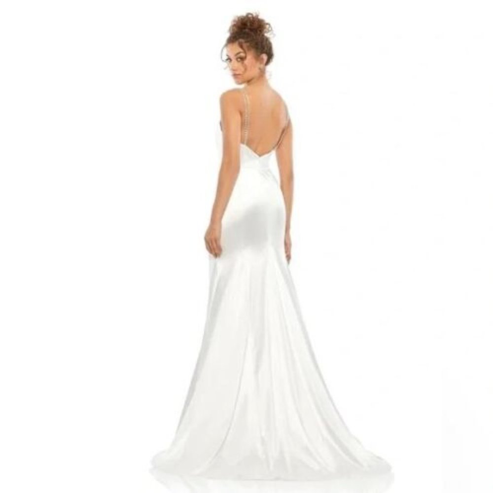 $398 Mac Duggal Sleeveless Jeweled Strap.
